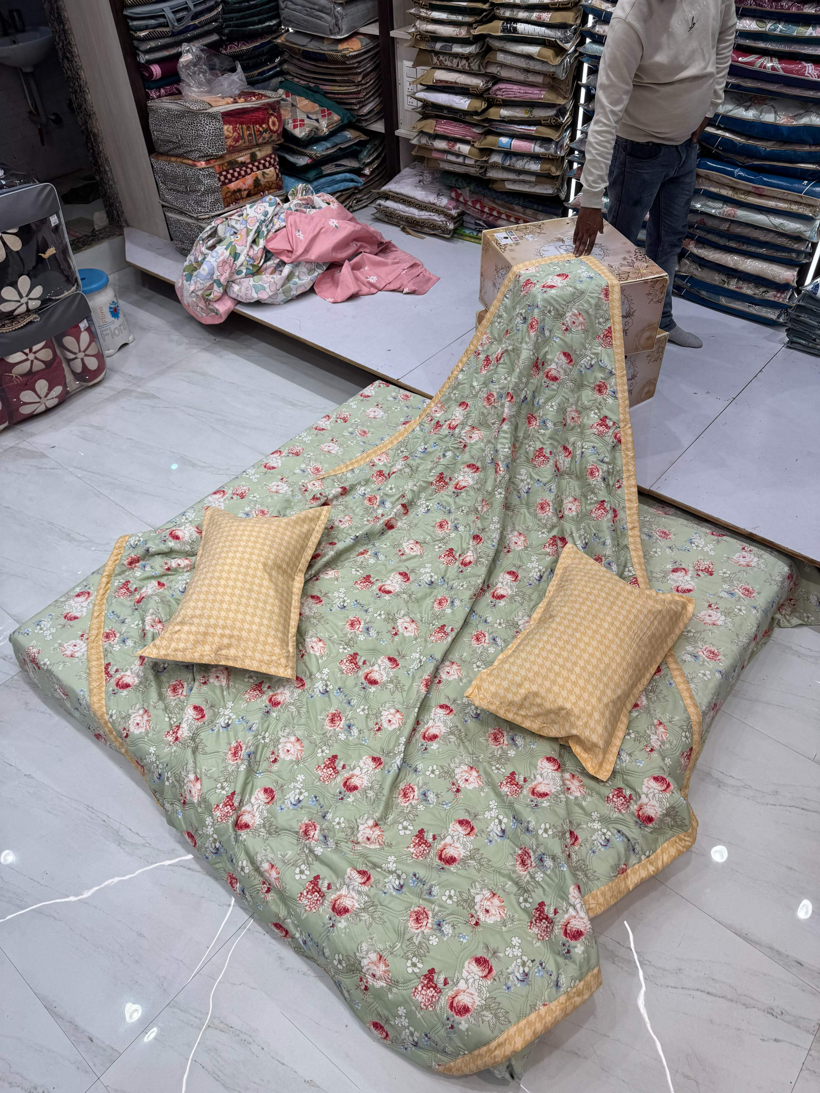 Floral comforter set with matching pillows